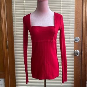 Free People Ribbed Square-neck Top